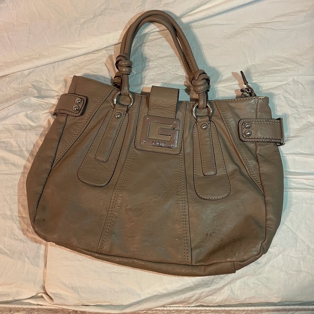 Guess Light Brown Tote Handbag